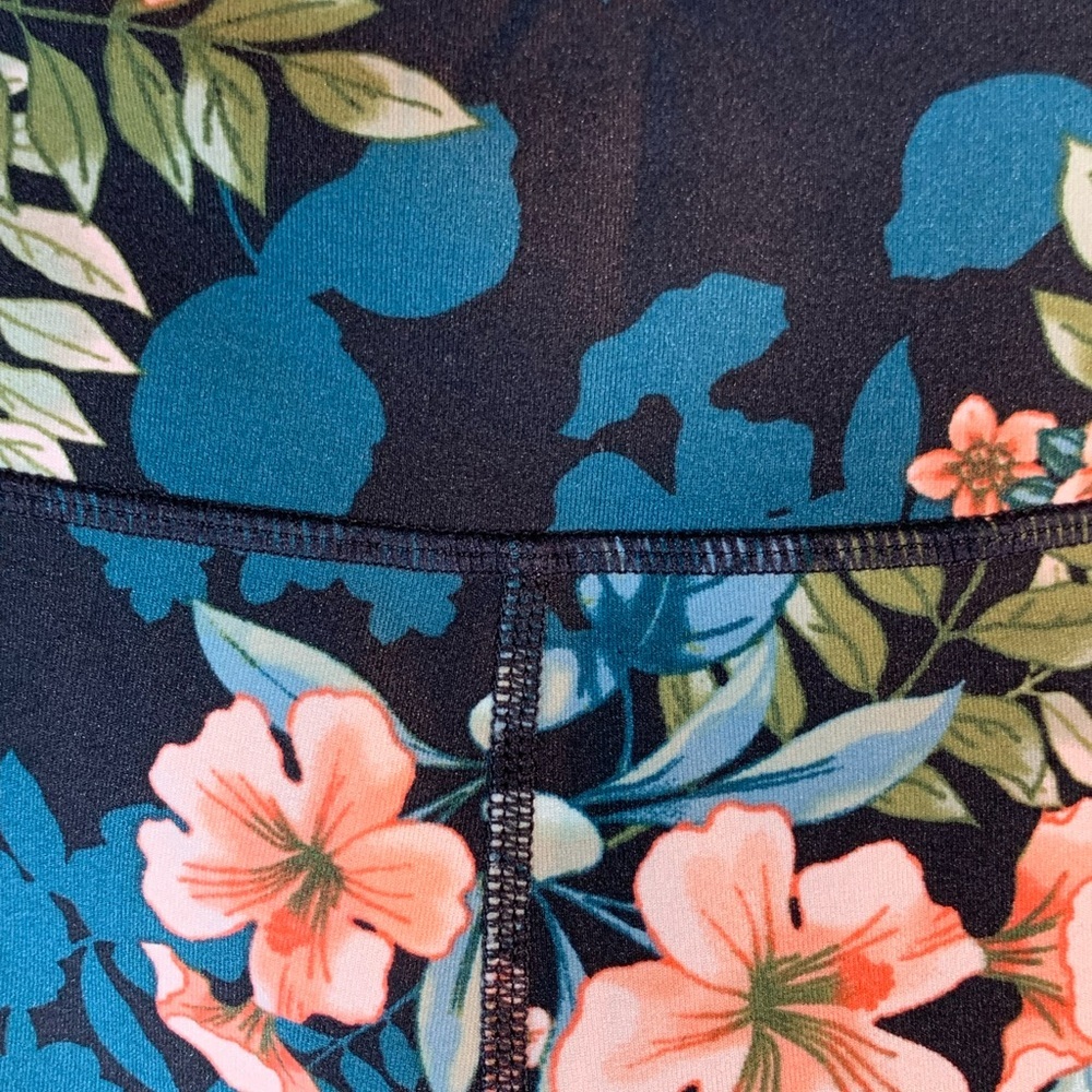 Calvin Klein Performance Womens Capri Leggings Large Floral High Rise Stretch - Picture 5 of 13
